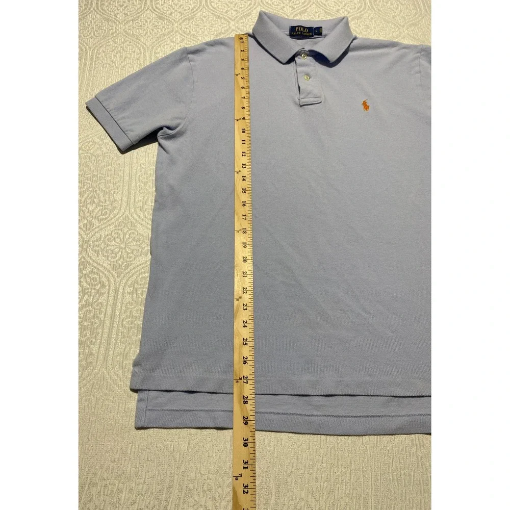 Polo Ralph Lauren Mens Large Light Blue Short Sleeve Cotton Pique Polo Shirt L